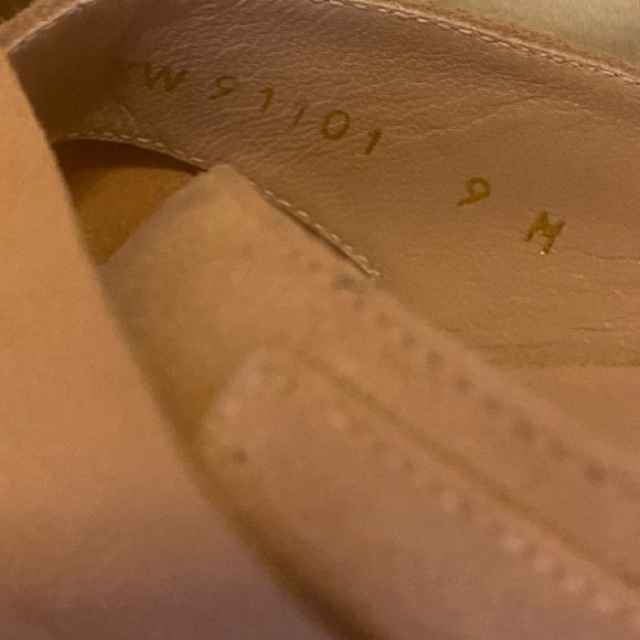 NWOT Stuart Weitzman Supersonic Naked Suede Tan Camel Flats Lace Up Almond Toe 9 - Picture 8 of 8